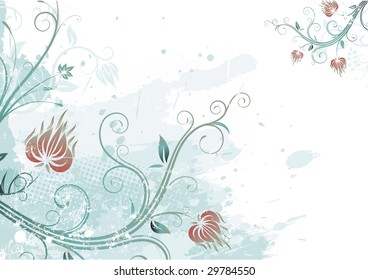 Vector illustration of Grunge Floral Background