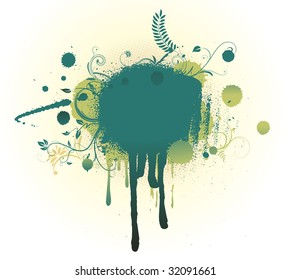 Vector illustration of Grunge Floral Background with big blot
