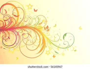Vector illustration of Grunge Floral Background