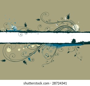 Vector illustration of Grunge Floral Decorative banner
