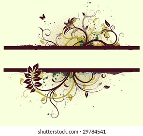 Vector illustration of Grunge Floral Decorative banner
