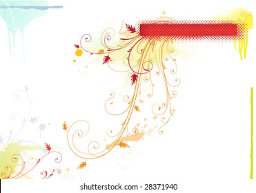 Vector illustration of Grunge Floral frame
