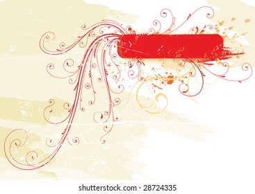 Vector illustration of Grunge Floral frame