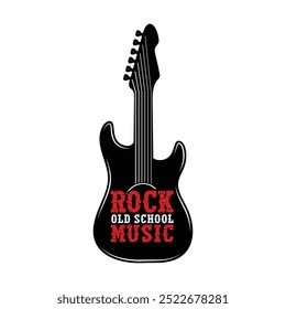 Ilustração vetorial de uma guitarra grunge. Mascote musical. Design para camiseta ou cartaz impresso. Mão desenhada para o logotipo e emblema do rock-n-roll. Tatuagem preta.