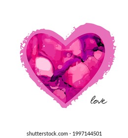 ilustración vectorial del corazón grunge hecho con tinta rosa. Tema del día de San Valentín. Corazón sangriento
