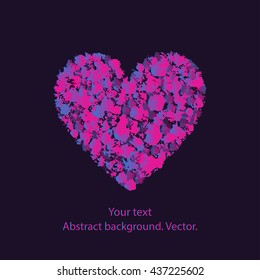 Vector illustration of a grunge heart with a pattern on a dark background