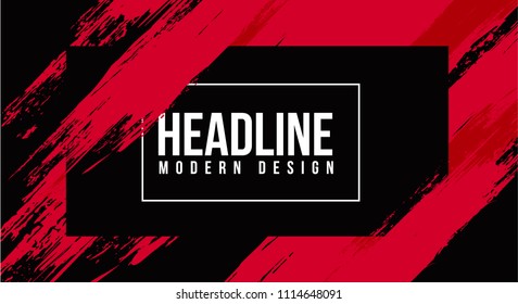 vector illustration. grunge hipster background with paint splits. stylish frame red color of the brush. the drawn strips are a rectangular format. design graphics for invitation booklets, screen saver