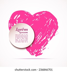 Vector illustration. grunge ink banner with heart and sticker for text