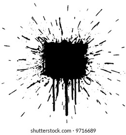 Vector illustration of a grunge ink splatter design element. Explosion.