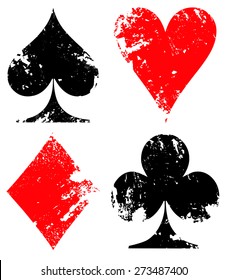 Vector illustration of grunge poker signs.