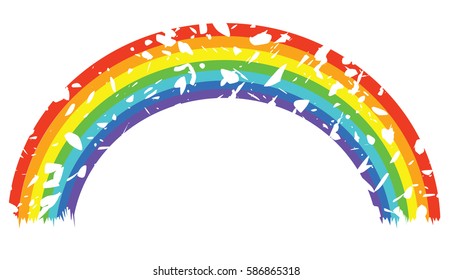 vector illustration of a grunge rainbow isolated on white background.