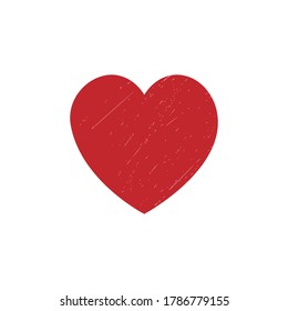 Ilustración vectorial de un corazón rojo grueso. Corazón con pequeñas grietas. Vector 