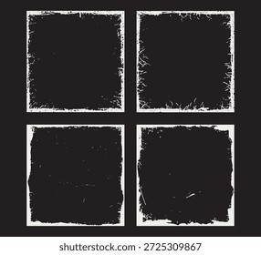 Ilustración vectorial de marcos cuadrados de rasguño grunge con textura retráctil desgarrada.