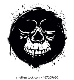 Vector illustration grunge skull in frame for tattoo or t-shirt design