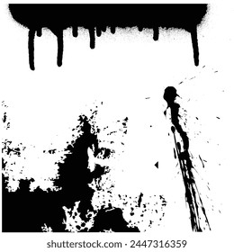 Vector illustration grunge splatter splash grafitti set isolated on white background