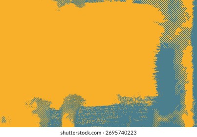Ilustración vectorial en estilo grunge con estresado abstracto dentado, textura irregular, bordes ásperos. Colores: verde apagado, amarillo mostaza.