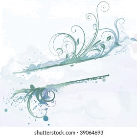 Vector illustration of Grunge styled Floral Decorative banner