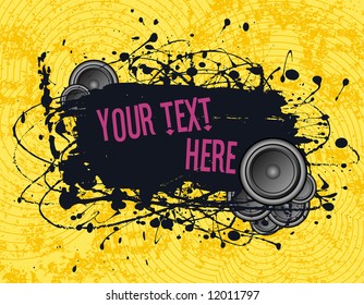 vector illustration - grunge text frame on grunge audio background