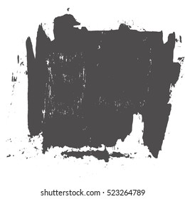 Vector illustration of grunge texture. Brushstroke of ink and dirty. Creative abstract design element. Gray splash isolated on white background.