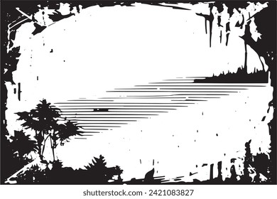 Vector illustration of a grunge texture outlined in black with textured appearance, white background
