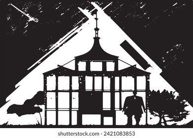 Vector illustration of a grunge texture outlined in black with textured appearance, white background