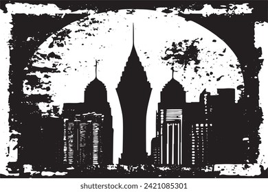 Vector illustration of a grunge texture outlined in black with textured appearance, white background