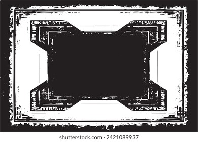 Vector illustration of a grunge texture outlined in black with textured appearance, white background