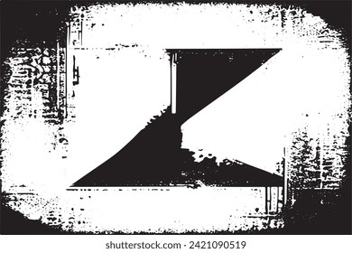 Vector illustration of a grunge texture outlined in black with textured appearance, white background