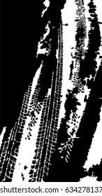 Vector illustration of grunge tire track on white background