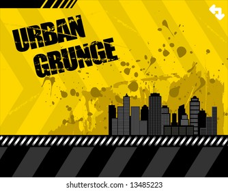 vector illustration of a grunge urban setting. buildings have lots of detail.