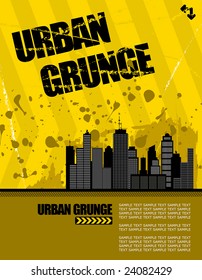vector illustration of a grunge urban setting. buildings have lots of detail.