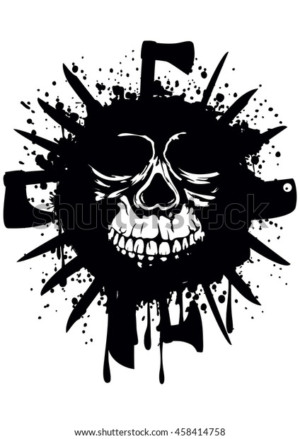 Vector Illustration Grunge White Skull Frame Stock Vector (Royalty Free