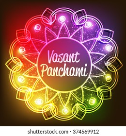 Vector Illustration of grungy background with veena for Vasant Panchami.