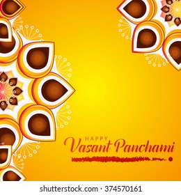 Vector Illustration of grungy background with veena for Vasant Panchami.