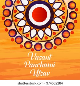 Vector Illustration of grungy background with veena for Vasant Panchami.