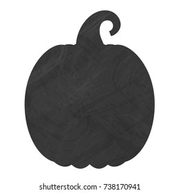 Vector illustration: grungy  chalk board flat pumpkin icon side view isolated on white background
