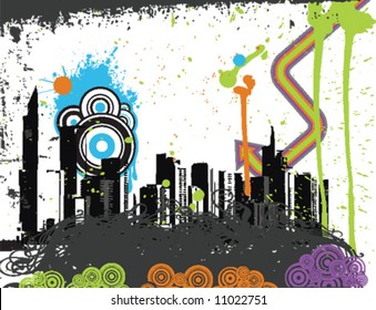 Vector illustration of a grungy cityscape