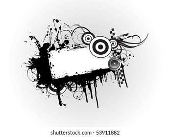 vector illustration of grungy musical photo frame