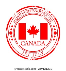 Vector illustration of a grungy stamp for Canada Independence Day.