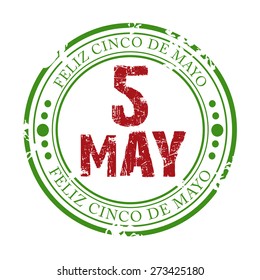 Vector illustration of a grungy stamp for Happy Cinco De Mayo.