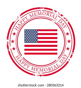 Vector illustration of a grungy stamp for Happy Memorial Day.
