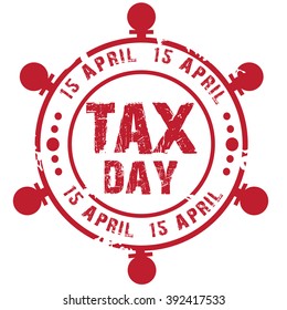 Vector illustration of a grungy stamp for Happy Tax Day.