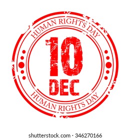 Vector illustration of a grungy stamp Human Rights Day.