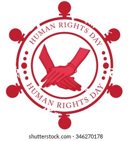 Vector illustration of a grungy stamp Human Rights Day.