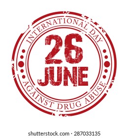 Vector illustration of a grungy stamp for International Day Against Drug Abuse.