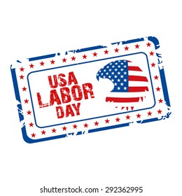 Vector illustration of a grungy stamp for Labor Day, United States of America.