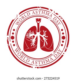 Vector illustration of a grungy stamp for World Asthma Day.