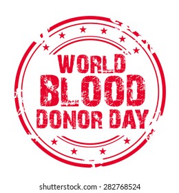 Vector illustration of a grungy stamp for World Blood Donor Day.