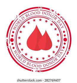 Vector illustration of a grungy stamp for World Blood Donor Day.