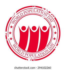 Vector illustration grungy stamp for World Population Day.